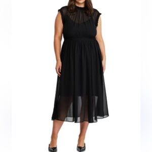 NWT Estelle Plus Elegant Black Midi Dress
